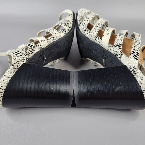 Vionic Sami Caged Sandals Snake Print Open Toe Block Heel Black White Size 10 - Picture 12 of 15
